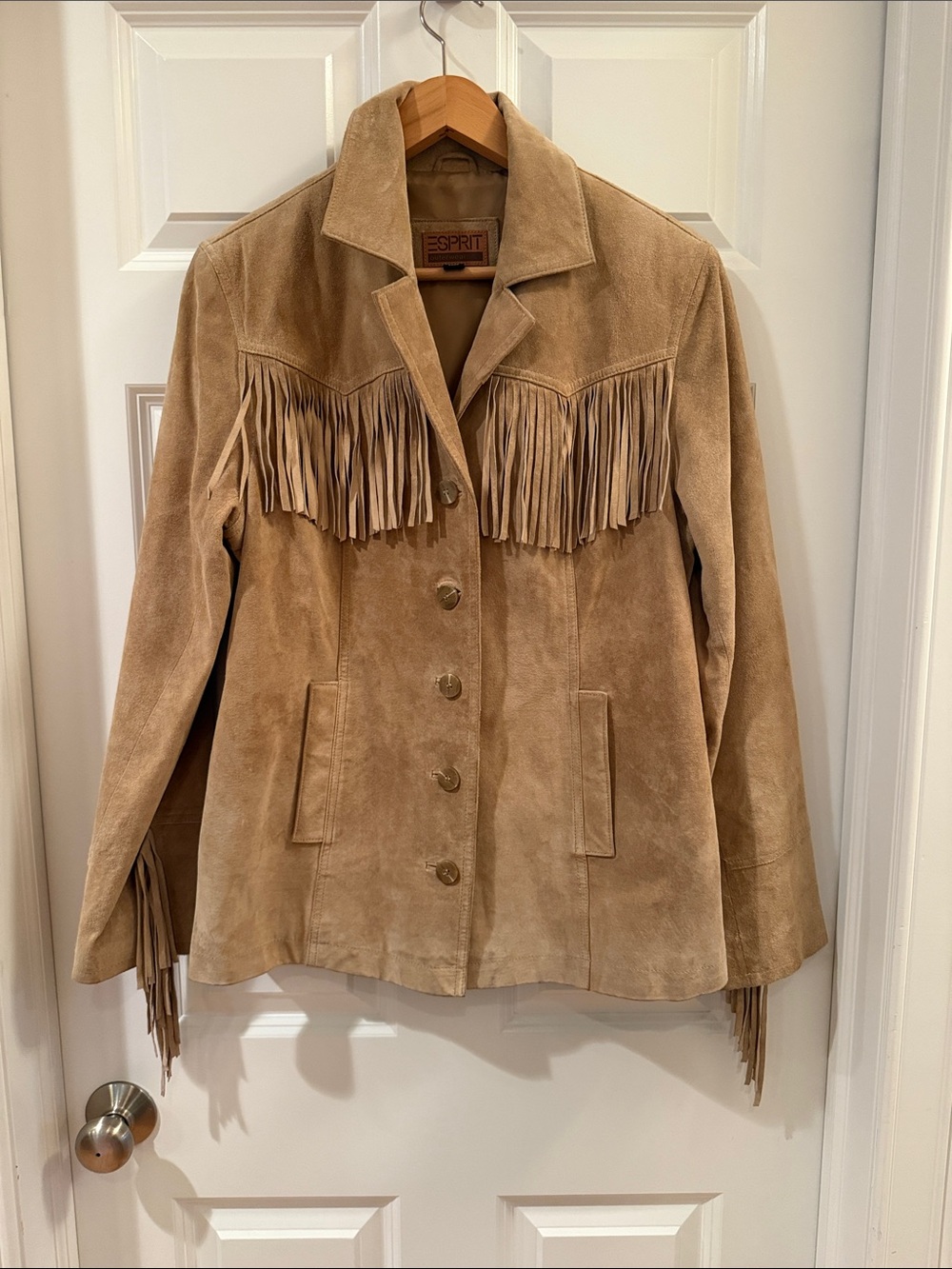 Esprit Tan Suede Fringe Jacket size Medium